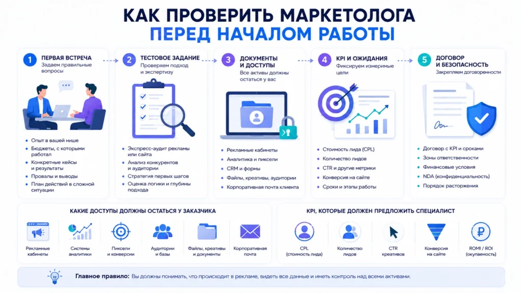 как проверить маркетолога перед началом работы