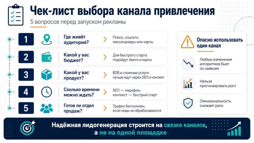 чек лист выбора канала привлечения