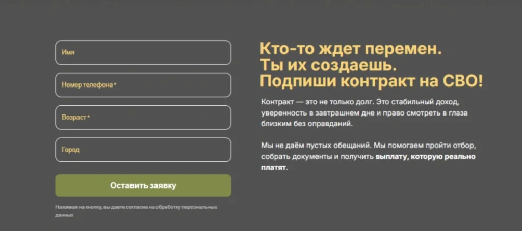 Пример формы заявки для первичного обращения службы сво