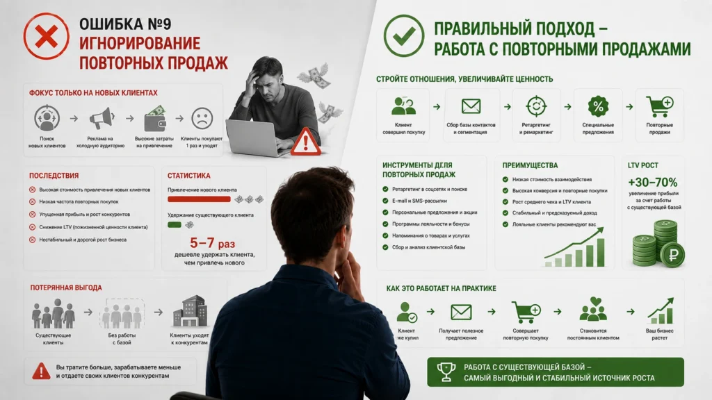 игнорирование повторных продаж