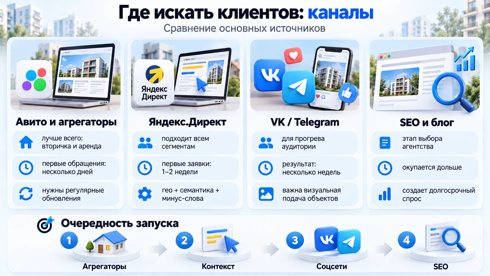 Каналы привлечения клиентов в агентство недвижимости