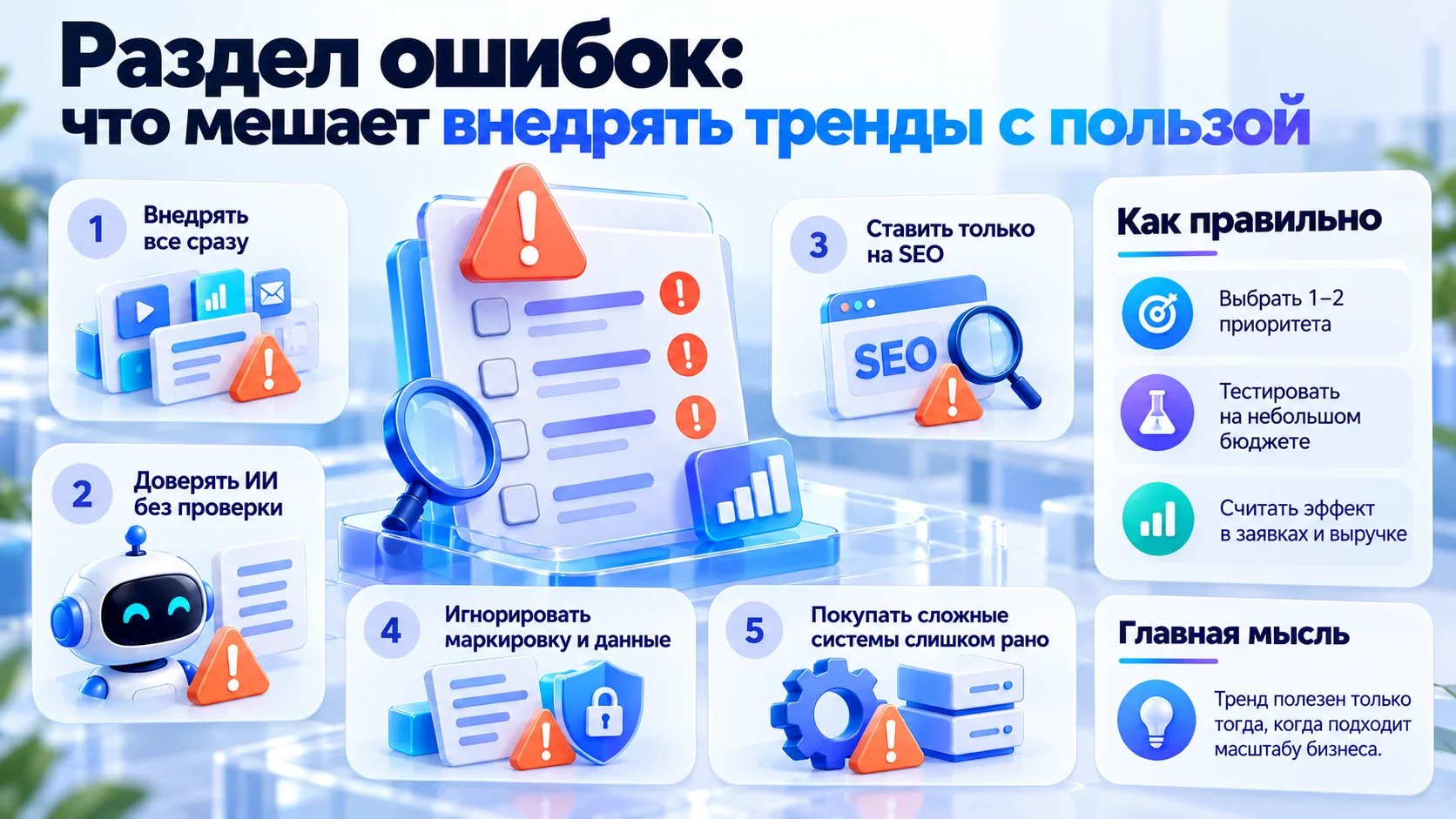 Ошибки при внедрении трендов маркетинга
