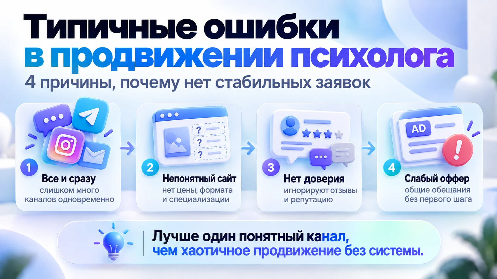 Типичные ошибки в продвижении психолога
