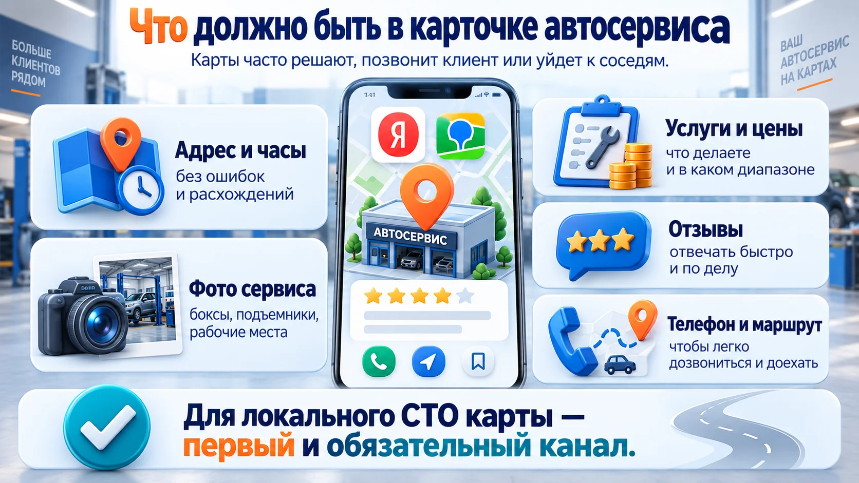 что должно быть в карточке автосервиса на картах