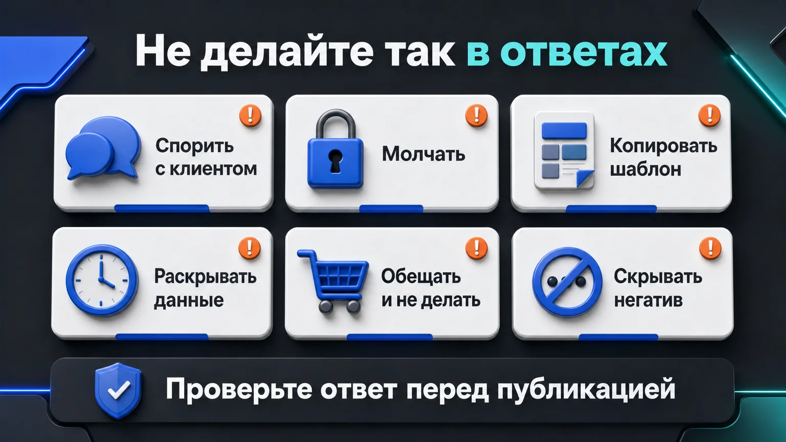 Ошибки в ответах на отзывы