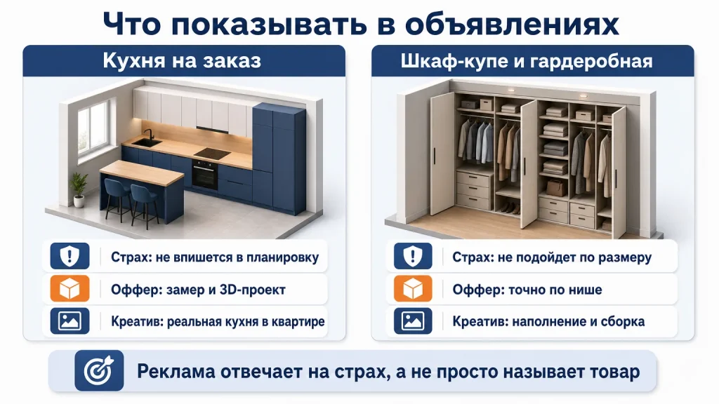 реклама кухонь и корпусной мебели